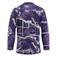 Hawaii Japanese Culture Purple Hockey Jersey Spring Cranes Aloha Pattern