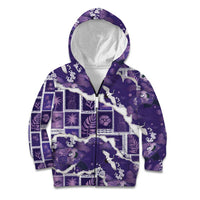 Hawaii Japanese Culture Purple Kid Hoodie Spring Cranes Aloha Pattern