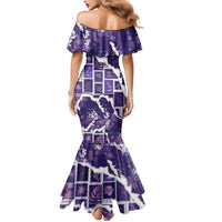 Hawaii Japanese Culture Purple Mermaid Dress Spring Cranes Aloha Pattern