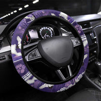 Hawaii Japanese Culture Purple Steering Wheel Cover Spring Cranes Aloha Pattern