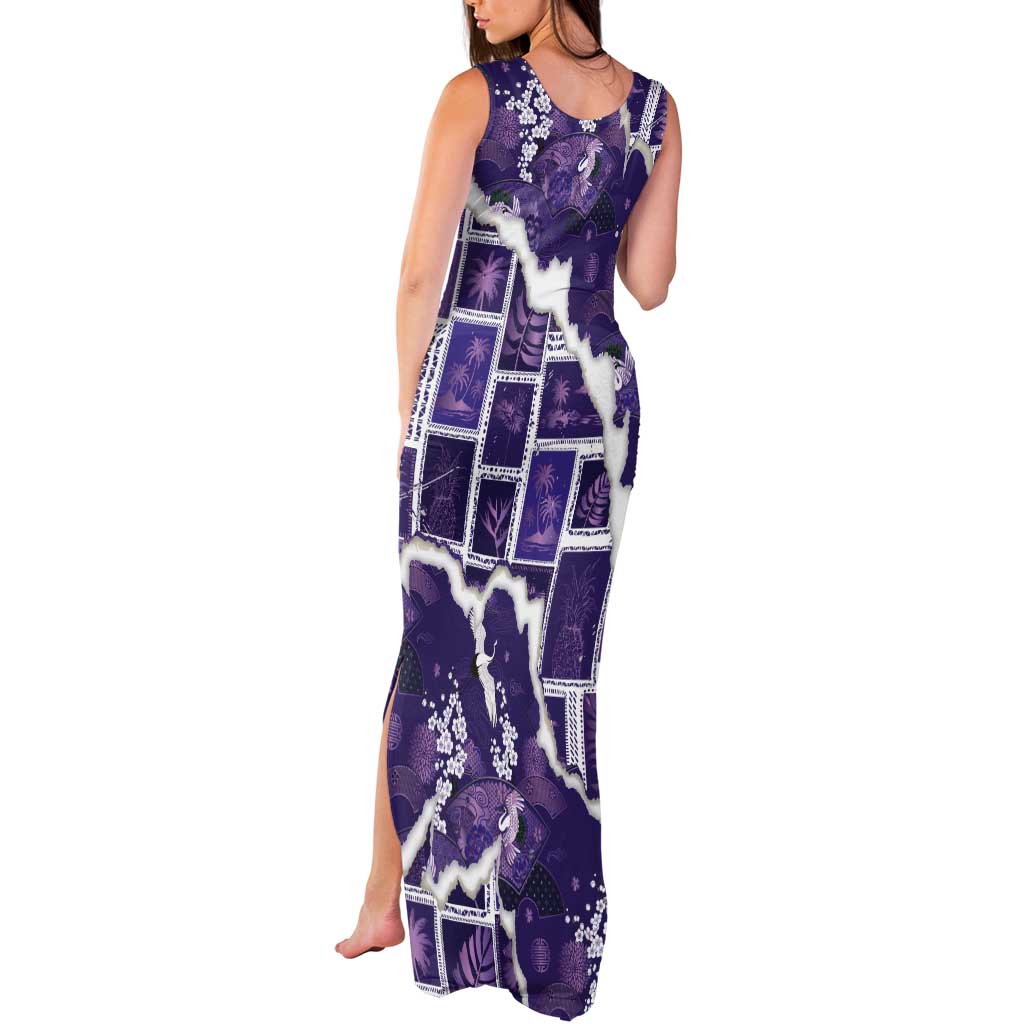 Hawaii Japanese Culture Purple Tank Maxi Dress Spring Cranes Aloha Pattern LT01 - Polynesian Pride