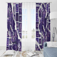 Hawaii Japanese Culture Purple Window Curtain Spring Cranes Aloha Pattern