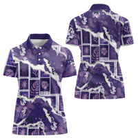 Hawaii Japanese Culture Purple Women Polo Shirt Spring Cranes Aloha Pattern