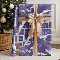 Hawaii Japanese Culture Purple Wrapping Paper Spring Cranes Aloha Pattern