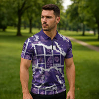 Hawaii Japanese Culture Purple Zipper Polo Shirt Spring Cranes Aloha Pattern LT01 - Polynesian Pride