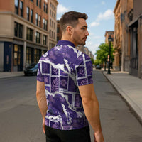 Hawaii Japanese Culture Purple Zipper Polo Shirt Spring Cranes Aloha Pattern LT01 - Polynesian Pride