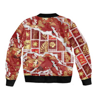 Hawaii Japanese Culture Red Bomber Jacket Spring Cranes Aloha Pattern