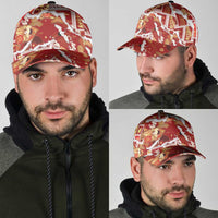 Hawaii Japanese Culture Red Classic Cap Spring Cranes Aloha Pattern