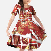 Hawaii Japanese Culture Red Family Matching Long Sleeve Bodycon Dress and Hawaiian Shirt Spring Cranes Aloha Pattern