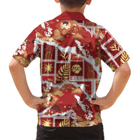 Hawaii Japanese Culture Red Family Matching Short Sleeve Bodycon Dress and Hawaiian Shirt Spring Cranes Aloha Pattern