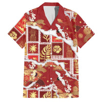 Hawaii Japanese Culture Red Family Matching Summer Maxi Dress and Hawaiian Shirt Spring Cranes Aloha Pattern