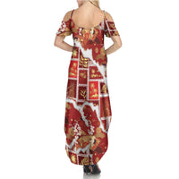 Hawaii Japanese Culture Red Family Matching Summer Maxi Dress and Hawaiian Shirt Spring Cranes Aloha Pattern