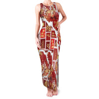 Hawaii Japanese Culture Red Family Matching Tank Maxi Dress and Hawaiian Shirt Spring Cranes Aloha Pattern