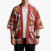 Hawaii Japanese Culture Red Kimono Spring Cranes Aloha Pattern
