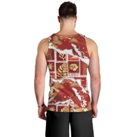 Hawaii Japanese Culture Red Men Tank Top Spring Cranes Aloha Pattern