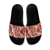 Hawaii Japanese Culture Red Slide Sandals Spring Cranes Aloha Pattern