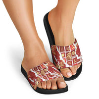 Hawaii Japanese Culture Red Slide Sandals Spring Cranes Aloha Pattern