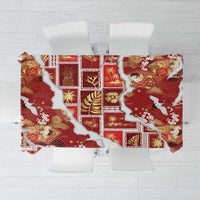 Hawaii Japanese Culture Red Tablecloth Spring Cranes Aloha Pattern