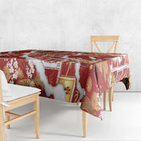 Hawaii Japanese Culture Red Tablecloth Spring Cranes Aloha Pattern