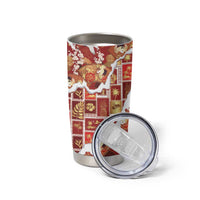 Hawaii Japanese Culture Red Tumbler Cup Spring Cranes Aloha Pattern