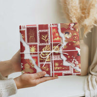 Hawaii Japanese Culture Red Wrapping Paper Spring Cranes Aloha Pattern