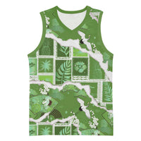 Hawaii Japanese Culture Sage Green Basketball Jersey Spring Cranes Aloha Pattern LT01 Unisex Sage - Polynesian Pride