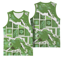 Hawaii Japanese Culture Sage Green Basketball Jersey Spring Cranes Aloha Pattern LT01 - Polynesian Pride