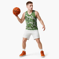 Hawaii Japanese Culture Sage Green Basketball Jersey Spring Cranes Aloha Pattern LT01 - Polynesian Pride