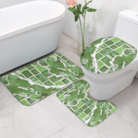 Hawaii Japanese Culture Sage Green Bathroom Set Spring Cranes Aloha Pattern