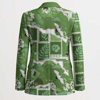 Hawaii Japanese Culture Sage Green Blazer Spring Cranes Aloha Pattern