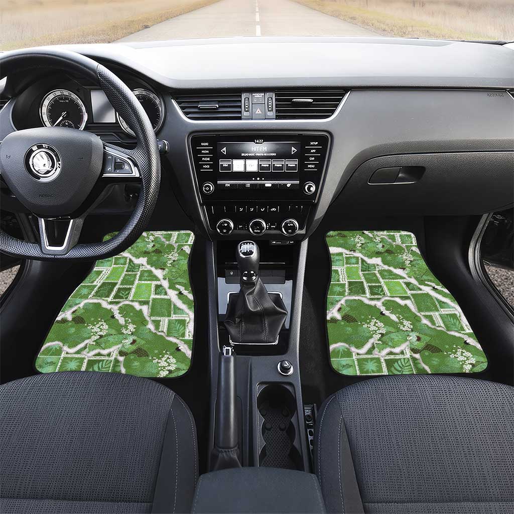 Hawaii Japanese Culture Sage Green Car Mats Spring Cranes Aloha Pattern
