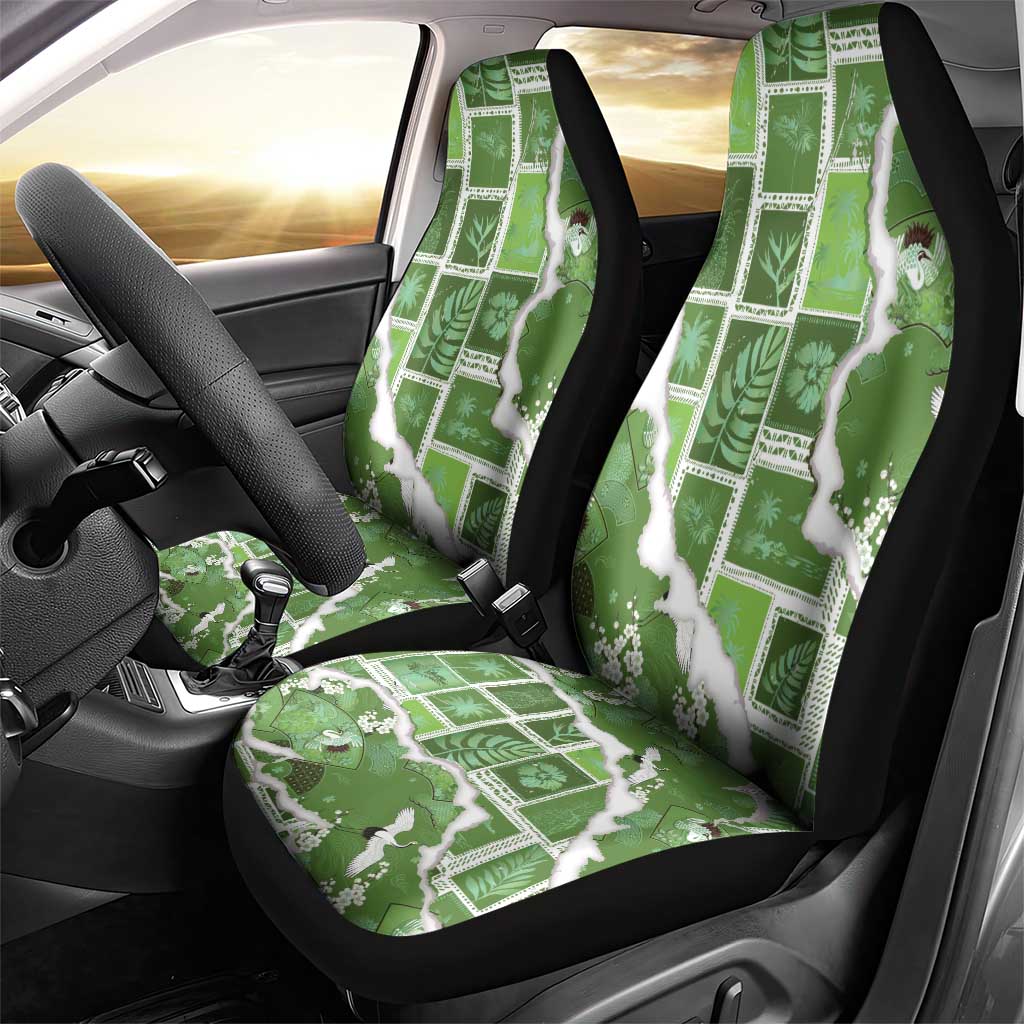 Hawaii Japanese Culture Sage Green Car Seat Cover Spring Cranes Aloha Pattern LT01 - Polynesian Pride