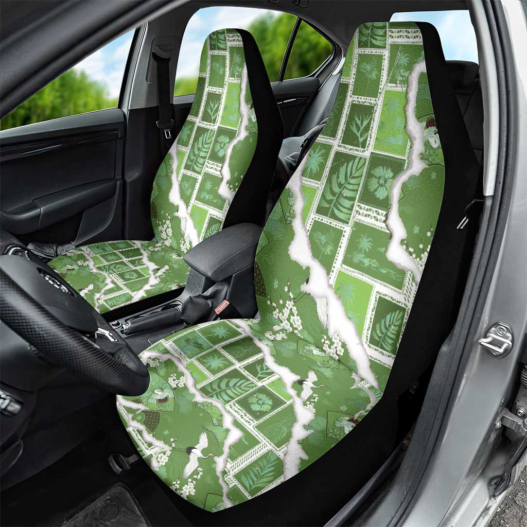 Hawaii Japanese Culture Sage Green Car Seat Cover Spring Cranes Aloha Pattern LT01 - Polynesian Pride