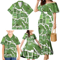 Hawaii Japanese Culture Sage Green Family Matching Mermaid Dress and Hawaiian Shirt Spring Cranes Aloha Pattern