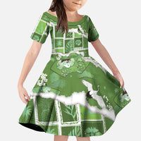 Hawaii Japanese Culture Sage Green Family Matching Off Shoulder Maxi Dress and Hawaiian Shirt Spring Cranes Aloha Pattern