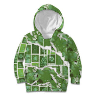 Hawaii Japanese Culture Sage Green Kid Hoodie Spring Cranes Aloha Pattern LT01 Hoodie Sage - Polynesian Pride