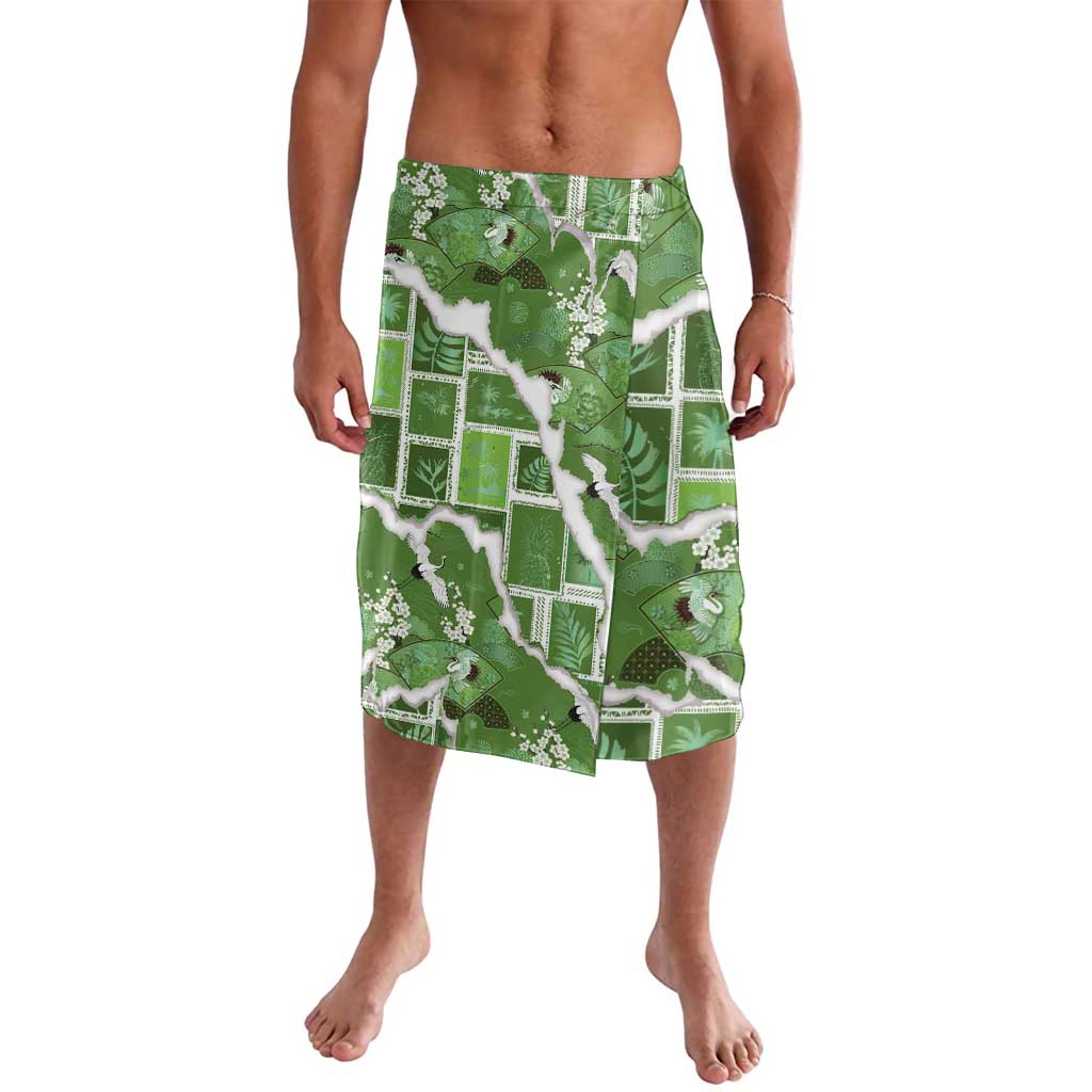 Hawaii Japanese Culture Sage Green Lavalava Spring Cranes Aloha Pattern