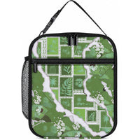 Hawaii Japanese Culture Sage Green Lunch Bag Spring Cranes Aloha Pattern LT01 10.2 × 8.3 × 4.3 inch Sage - Polynesian Pride