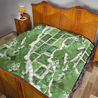 Hawaii Japanese Culture Sage Green Quilt Spring Cranes Aloha Pattern