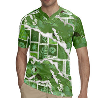 Hawaii Japanese Culture Sage Green Rugby Jersey Spring Cranes Aloha Pattern