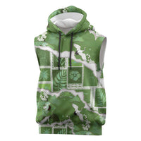Hawaii Japanese Culture Sage Green Sleeveless Hoodie Spring Cranes Aloha Pattern LT01 Sage - Polynesian Pride
