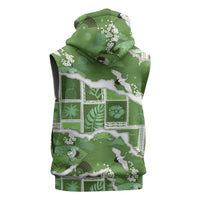 Hawaii Japanese Culture Sage Green Sleeveless Hoodie Spring Cranes Aloha Pattern LT01 - Polynesian Pride