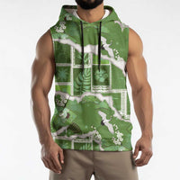 Hawaii Japanese Culture Sage Green Sleeveless Hoodie Spring Cranes Aloha Pattern LT01 - Polynesian Pride