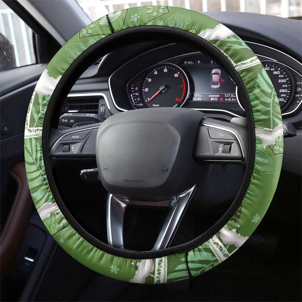 Hawaii Japanese Culture Sage Green Steering Wheel Cover Spring Cranes Aloha Pattern