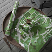 Hawaii Japanese Culture Sage Green Wrapping Paper Spring Cranes Aloha Pattern