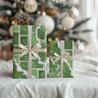 Hawaii Japanese Culture Sage Green Wrapping Paper Spring Cranes Aloha Pattern