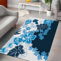 Blue Hibiscus Plumeria Floral Area Rug - Polynesian Pride