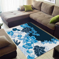 Blue Hibiscus Plumeria Floral Area Rug - Polynesian Pride