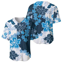 Blue Hibiscus Plumeria Floral Baseball Jersey - Polynesian Pride