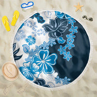 Blue Hibiscus Plumeria Floral Beach Blanket - Polynesian Pride